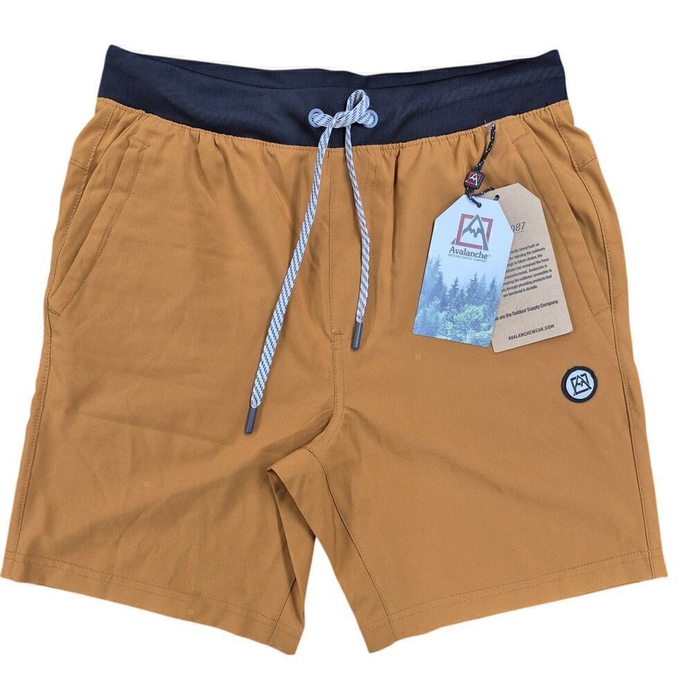 NWT Avalanche Outdoor Supply Co Polyester Drawstring Shorts Gold Sz Sm